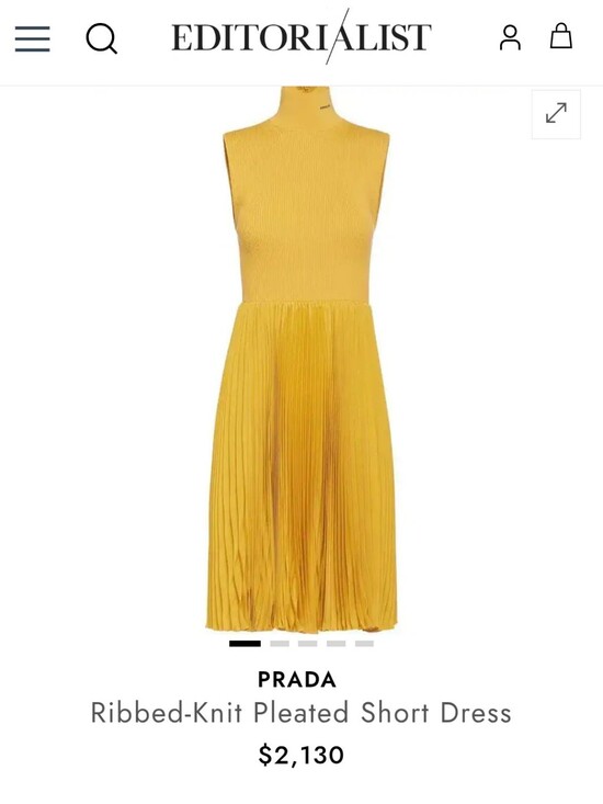Prada Dresses & Skirts - PRADA Ribbed-Knit Pleated Short Dress YELLOW SZ 38 $2130 Italy